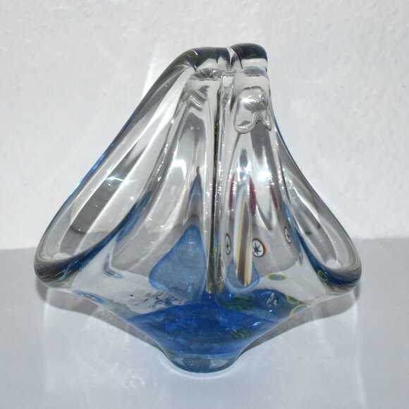 Glass Split Handle Basket W/Millefiori Beads - Picture 2 of 7